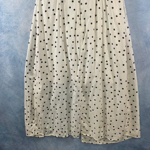 Lush Polka Dot Cutout Midi Dress White Black Ruffle Surplice Womens Size Medium - Picture 6 of 7